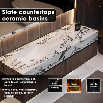 40"- 60" Single Ceramic Basin Bathroom Vanity Set with Backlit Defogging Mirror Cabinet