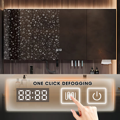 40"- 60" Single Ceramic Basin Bathroom Vanity Set with Backlit Defogging Mirror Cabinet