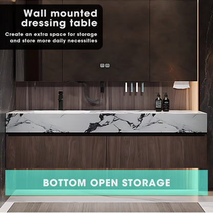 40"- 60" Single Ceramic Basin Bathroom Vanity Set with Backlit Defogging Mirror Cabinet
