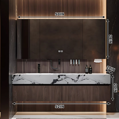 40"- 60" Single Ceramic Basin Bathroom Vanity Set with Backlit Defogging Mirror Cabinet