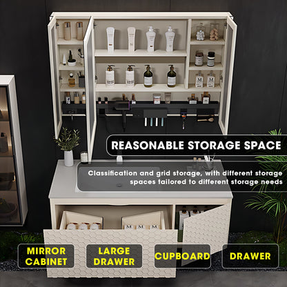 36"- 72" Single Sink Bathroom Vanity Set with Mirror Cabinet & Multifunctional Storage Rack