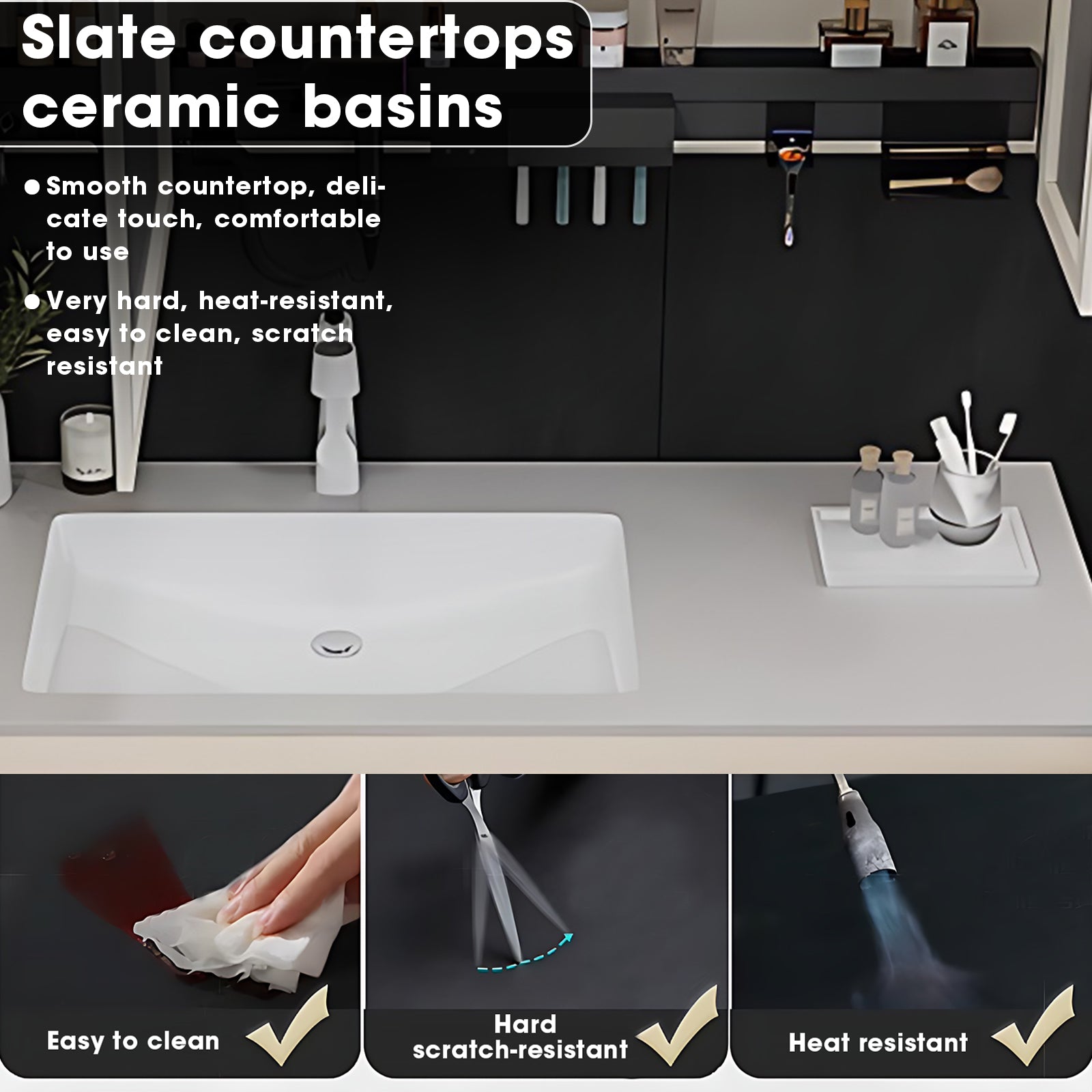 36"- 72" Single Sink Bathroom Vanity Set with Mirror Cabinet & Multifunctional Storage Rack
