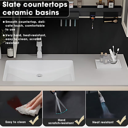 36"- 72" Single Sink Bathroom Vanity Set with Mirror Cabinet & Multifunctional Storage Rack