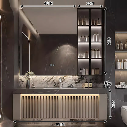 44"- 72" Single Sink Bathroom Vanity Set with Smart Mirror and Glass Door Cabinet