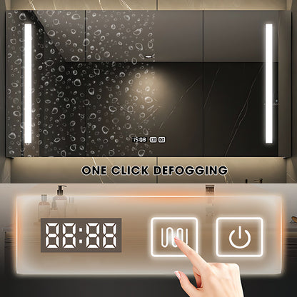 36"- 68" Single Sink Floating Black Bathroom Vanity Set with Smart LED Mirror Cabinet