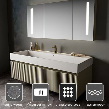 36"- 48" Single Sink Large Capacity Vanity Set for Bathroom with Defogging Mirror