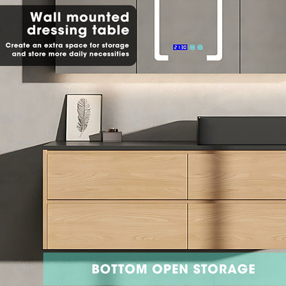 36"- 60" Single Sink Wall Mounted Bathroom Vanity Set with Mirror Cabinet