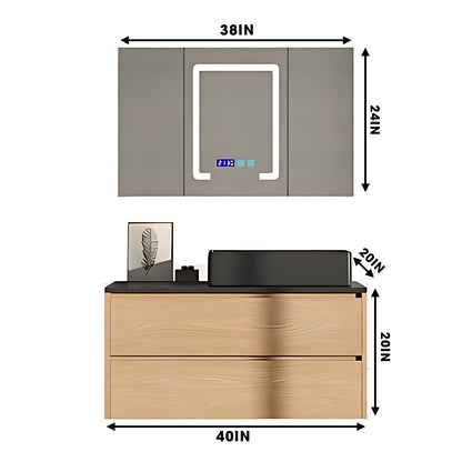 36"- 60" Single Sink Wall Mounted Bathroom Vanity Set with Mirror Cabinet