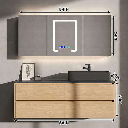 36"- 60" Single Sink Wall Mounted Bathroom Vanity Set with Mirror Cabinet