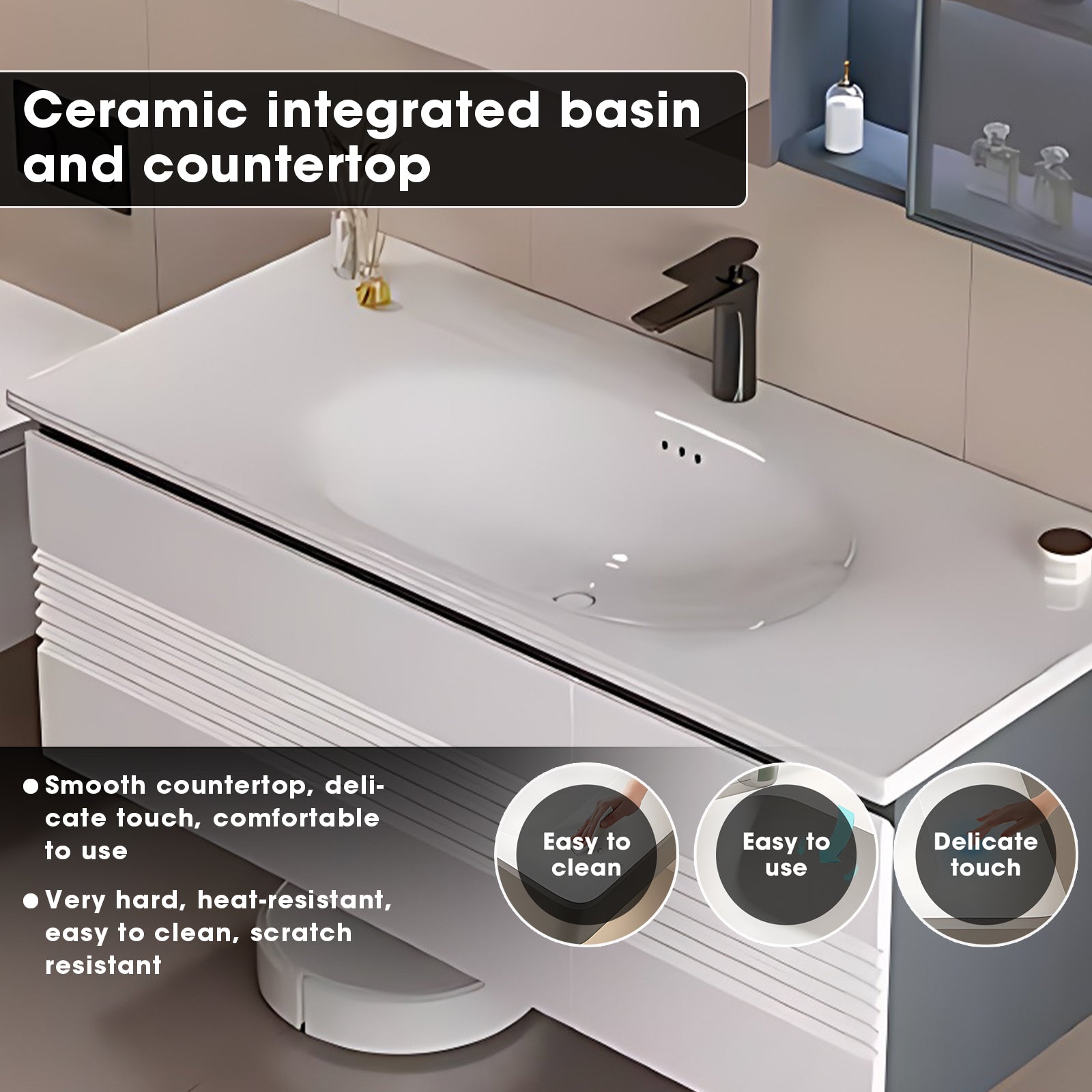 40"- 72" Single Wall Mounted Bath Vanity Set with LED Mirror Cabinet and Sensor Light