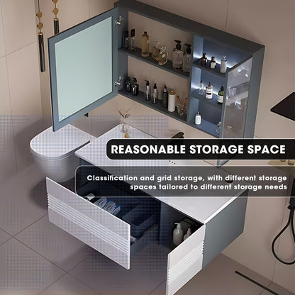 40"- 72" Single Wall Mounted Bath Vanity Set with LED Mirror Cabinet and Sensor Light
