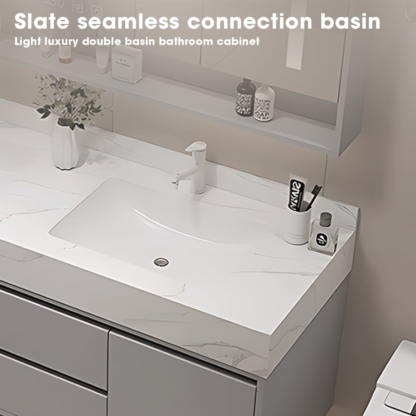 36"- 48" Smart LED Mirror Vanity Set with Single Sink - Modern Freestanding Design