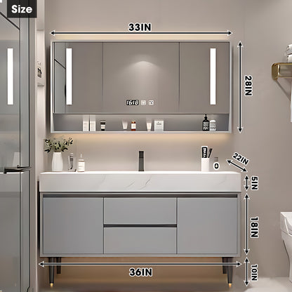 36"- 48" Smart LED Mirror Vanity Set with Single Sink - Modern Freestanding Design