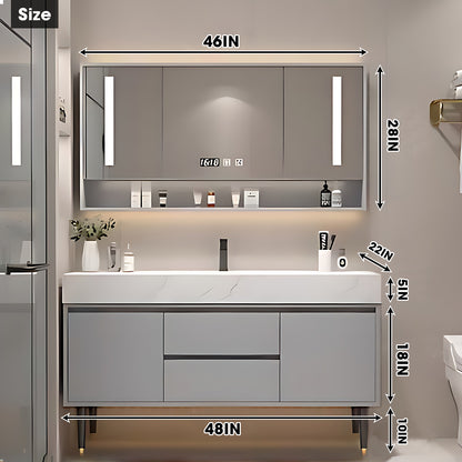 36"- 48" Smart LED Mirror Vanity Set with Single Sink - Modern Freestanding Design