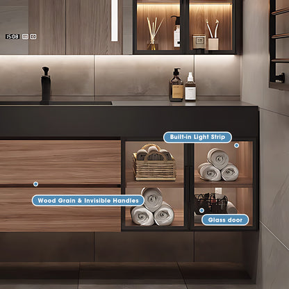 36"- 60" Solid Wood Bath Cabinet Set with LED Mirror and Single Sink