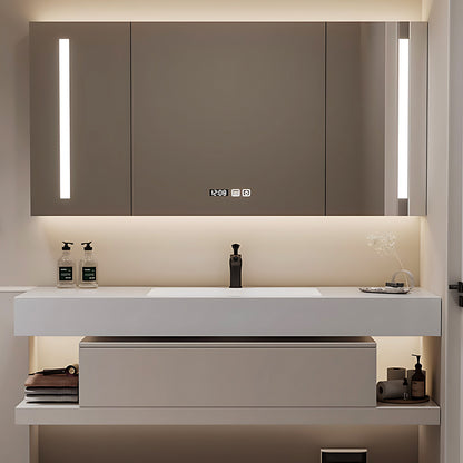 40"- 78" Solid Wood Bath Vanity Set with Drawer & Open Storage & Smart Mirror & Single Basin