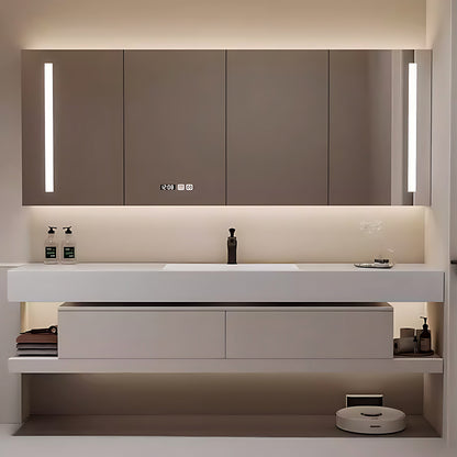 40"- 78" Solid Wood Bath Vanity Set with Drawer & Open Storage & Smart Mirror & Single Basin