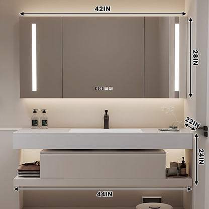40"- 78" Solid Wood Bath Vanity Set with Drawer & Open Storage & Smart Mirror & Single Basin