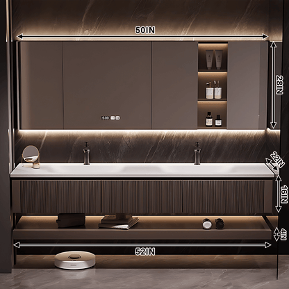 52"- 78" Solid Wood Bathroom Vanity Set with Double Sink and Mirror