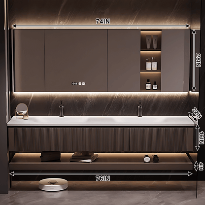52"- 78" Solid Wood Bathroom Vanity Set with Double Sink and Mirror