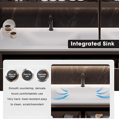 52"- 78" Solid Wood Bathroom Vanity Set with Double Sink and Mirror