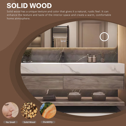 40"- 64" Solid Wood Bathroom Vanity Set with Integrated Sink and Intelligent Mirror