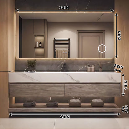40"- 64" Solid Wood Bathroom Vanity Set with Integrated Sink and Intelligent Mirror