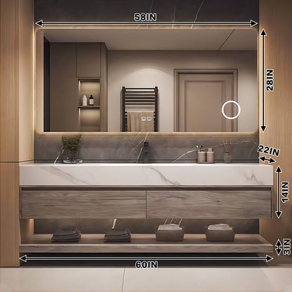 40"- 64" Solid Wood Bathroom Vanity Set with Integrated Sink and Intelligent Mirror