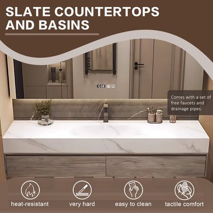 40"- 64" Solid Wood Bathroom Vanity Set with Integrated Sink and Intelligent Mirror