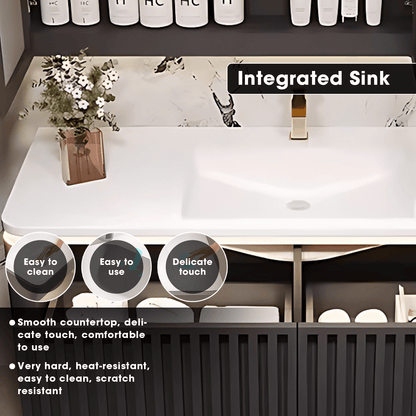 40"- 72" Solid Wood Bathroom Vanity Set with Integrated Sink and Smart Mirror