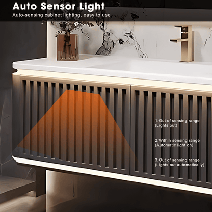 40"- 72" Solid Wood Bathroom Vanity Set with Integrated Sink and Smart Mirror