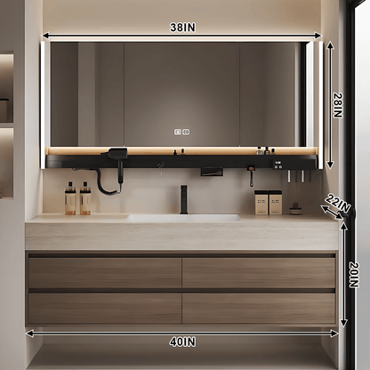 40"- 72" Solid Wood Bathroom Vanity Set with Intelligent Mirror and Basin