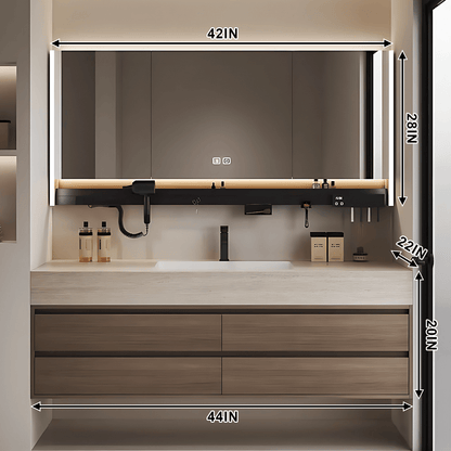 40"- 72" Solid Wood Bathroom Vanity Set with Intelligent Mirror and Basin