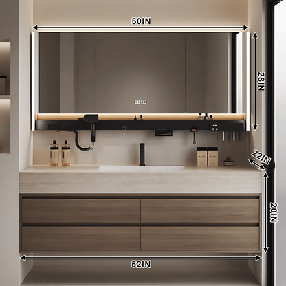 40"- 72" Solid Wood Bathroom Vanity Set with Intelligent Mirror and Basin