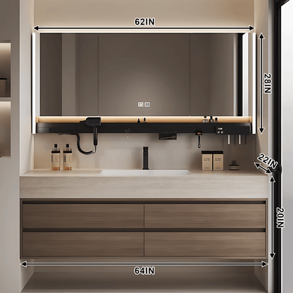 40"- 72" Solid Wood Bathroom Vanity Set with Intelligent Mirror and Basin
