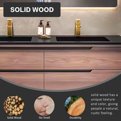 52"- 78" Solid Wood Double Sink Bathroom Vanity Set with Intelligent Mirror