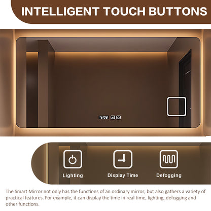 56"- 78" Solid Wood Double Sink Bathroom Vanity Set with Smart Backlit Mirror