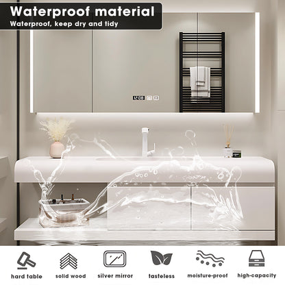 36"- 60" Solid Wood Floating Bath Vanity Set with Mirror and Single Basin