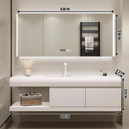 36"- 60" Solid Wood Floating Bath Vanity Set with Mirror and Single Basin