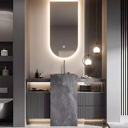 44"- 72" Solid Wood Freestanding Bathroom Vanity Set with Sink and LED Mirror