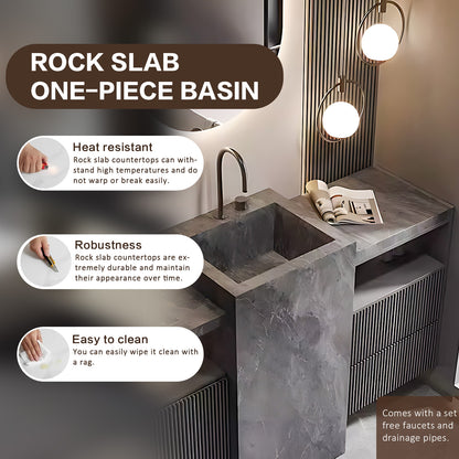 44"- 72" Solid Wood Freestanding Bathroom Vanity Set with Sink and LED Mirror