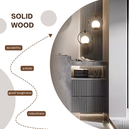 44"- 72" Solid Wood Freestanding Bathroom Vanity Set with Sink and LED Mirror