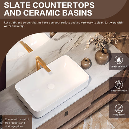 52"- 72" Solid Wood Single Basin Bathroom Vanity Set with Smart Circle Mirror