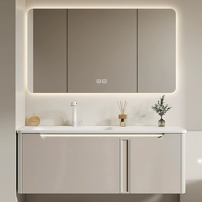 36"- 78" Wall-Mounted Solid Wood Vanity Set with Basin and Defogging Mirror