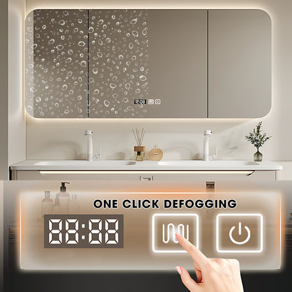 36"- 78" Wall-Mounted Solid Wood Vanity Set with Basin and Defogging Mirror