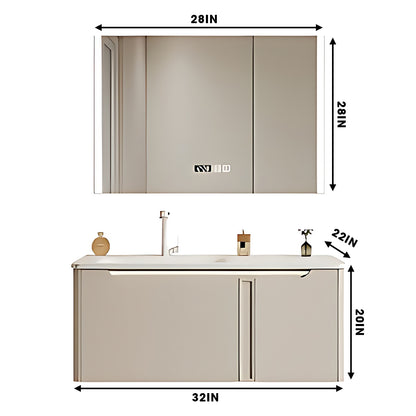 36"- 78" Wall-Mounted Solid Wood Vanity Set with Basin and Defogging Mirror