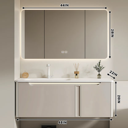 36"- 78" Wall-Mounted Solid Wood Vanity Set with Basin and Defogging Mirror