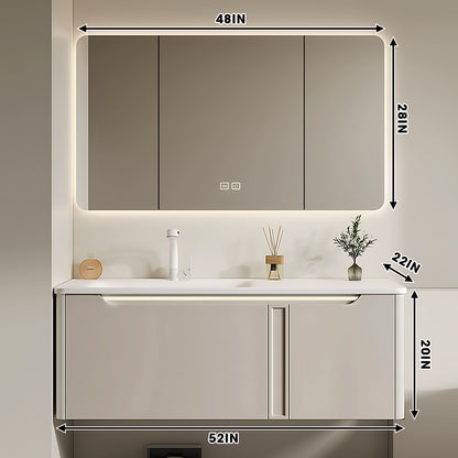 36"- 78" Wall-Mounted Solid Wood Vanity Set with Basin and Defogging Mirror