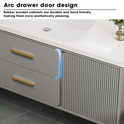 36"- 48" Wall-mounted Solid Wood Bathroom Vanity Set with Sink and Mirror