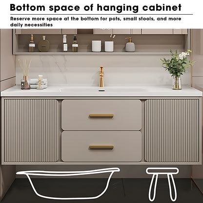 36"- 48" Wall-mounted Solid Wood Bathroom Vanity Set with Sink and Mirror